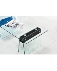 Mesa SELENE, baja, madera, cristal templado, 120x60 cms