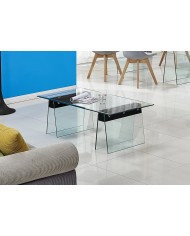 Mesa SELENE, baja, madera, cristal templado, 120x60 cms