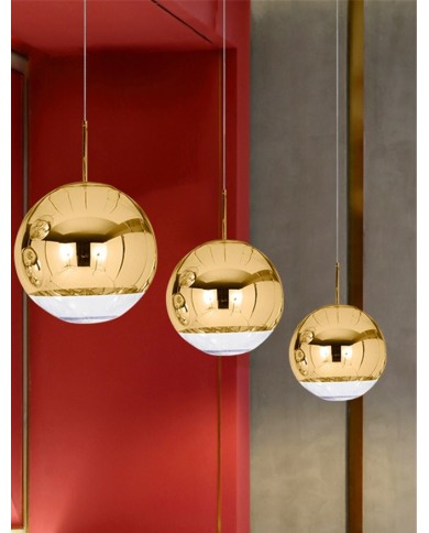 Lámpara KARIM, colgante, cristal, dorado - transparente, 25 cms de diámetro