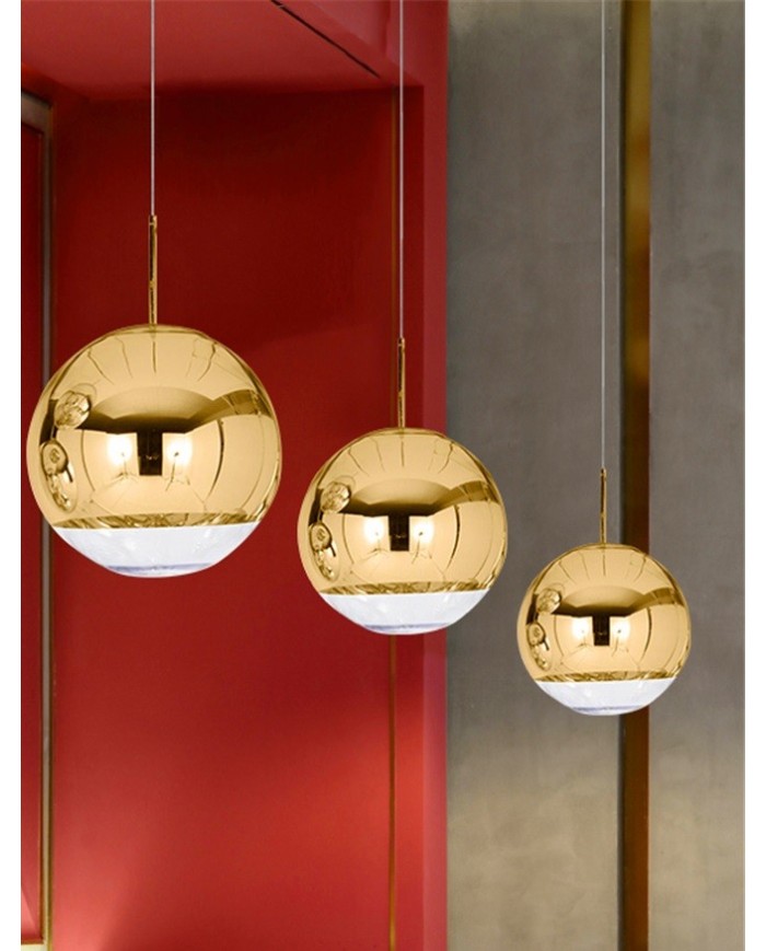 Lámpara KARIM, colgante, cristal, dorado - transparente, 30 cms de diámetro