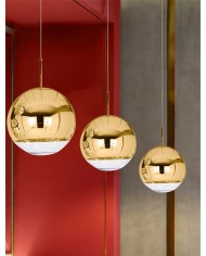 Lámpara KARIM, colgante, cristal, dorado - transparente, 40 cms de diámetro