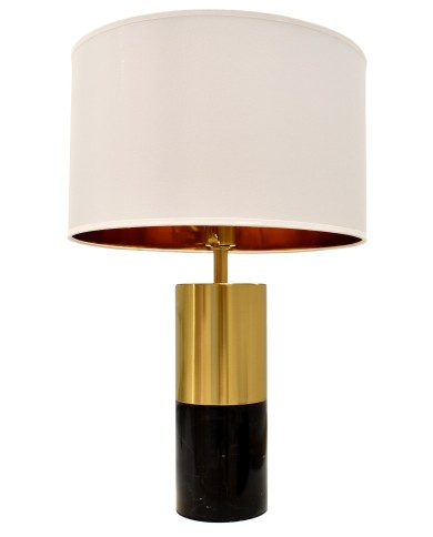 Lámpara NASHIRA, sobremesa, mármol negro, pantalla blanca