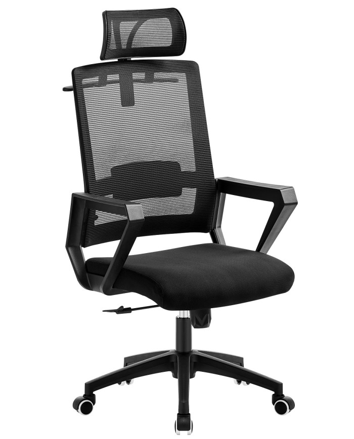 Sillón de oficina ASTON, negro, malla y tejido negro