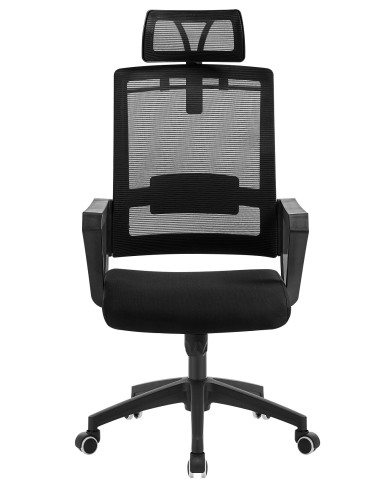 Sillón de oficina ASTON, negro, malla y tejido negro