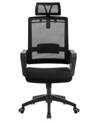 Sillón de oficina ASTON, negro, malla y tejido negro