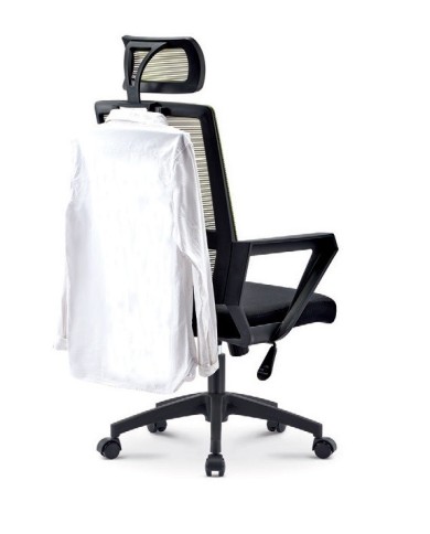 Sillón de oficina ASTON, negro, malla negra, tejido azul claro