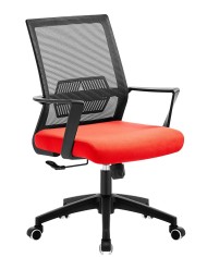 Sillón de oficina RISLEY, negro, malla negra, tejido rojo