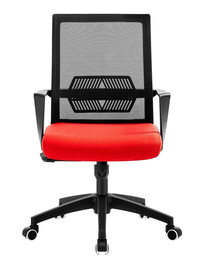 Sillón de oficina RISLEY, negro, malla negra, tejido rojo