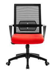 Sillón de oficina RISLEY, negro, malla negra, tejido rojo