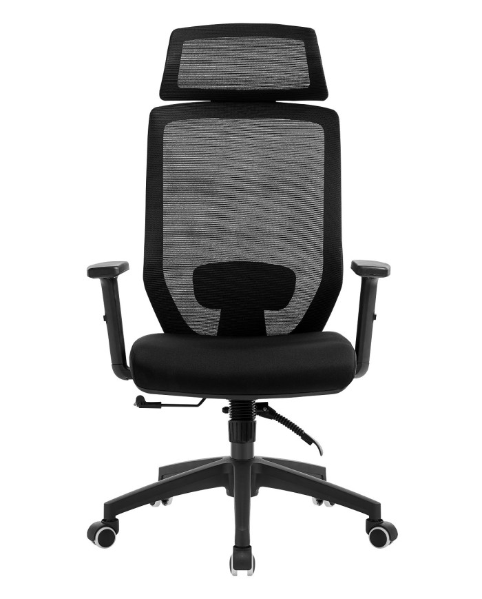 Sillón de oficina CLAYTON, negro, malla y tejido negro