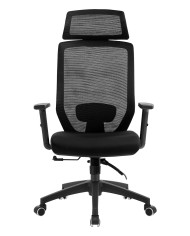 Sillón de oficina CLAYTON, negro, malla y tejido negro