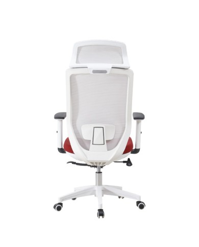 Sillón de oficina CLAYTON, blanco, malla gris, tejido azul claro