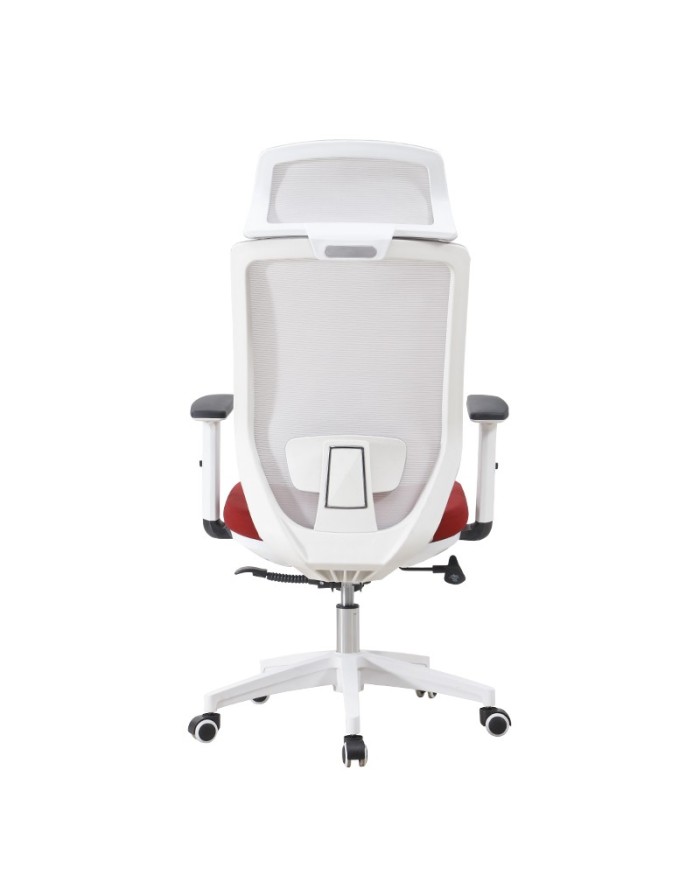 Sillón de oficina CLAYTON, blanco, malla gris, tejido azul claro