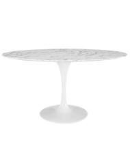 Mesa TUL, oval, fibra de vidrio, mármol blanco 160x90 cms