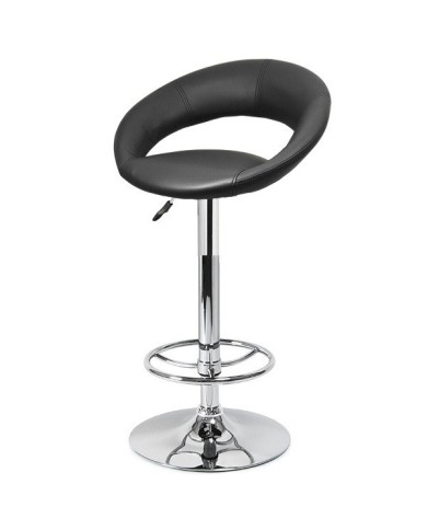 Taburete LUXUS ( L ), cromado, similpiel negra