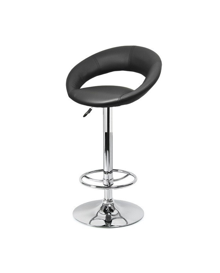 Taburete LUXUS ( L ), cromado, similpiel negra