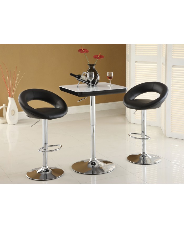 Taburete LUXUS ( L ), cromado, similpiel negra