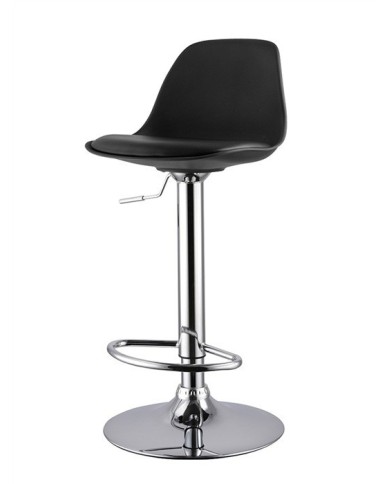 Taburete TOW RG, cromado, polipropileno y cojín negro