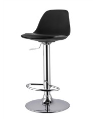 Taburete TOW RG, cromado, polipropileno y cojín negro