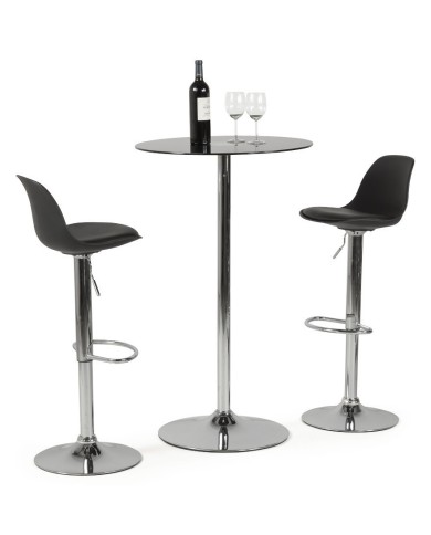 Taburete TOW RG, cromado, polipropileno y cojín negro