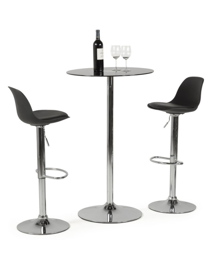 Taburete TOW RG, cromado, polipropileno y cojín negro