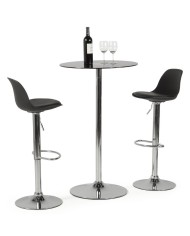 Taburete TOW RG, cromado, polipropileno y cojín negro