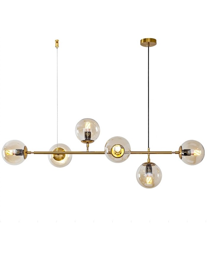 Lámpara ALHENA, colgante, metal, cristal, 6 luces