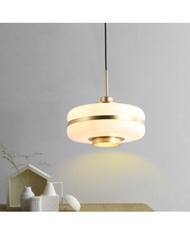 Lámpara LYRA, colgante, metal, cristal blanco