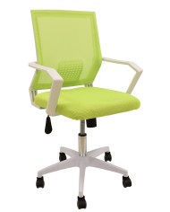 Sillón de oficina CLENT, blanco, malla y tejido verde