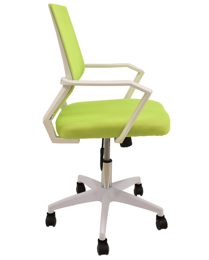 Sillón de oficina CLENT, blanco, malla y tejido verde