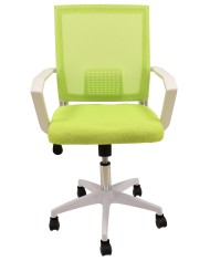 Sillón de oficina CLENT, blanco, malla y tejido verde