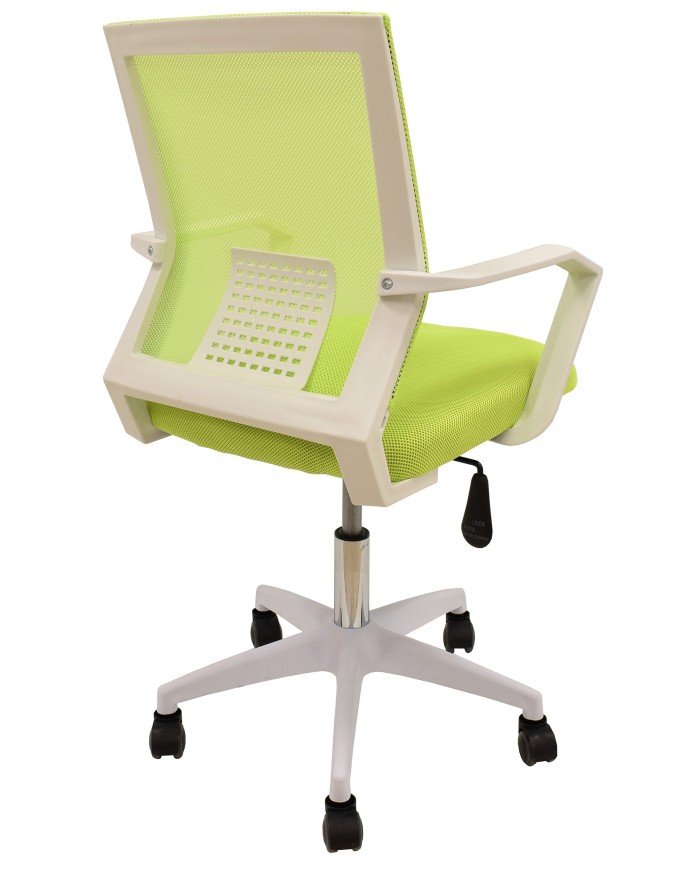 Sillón de oficina CLENT, blanco, malla y tejido verde