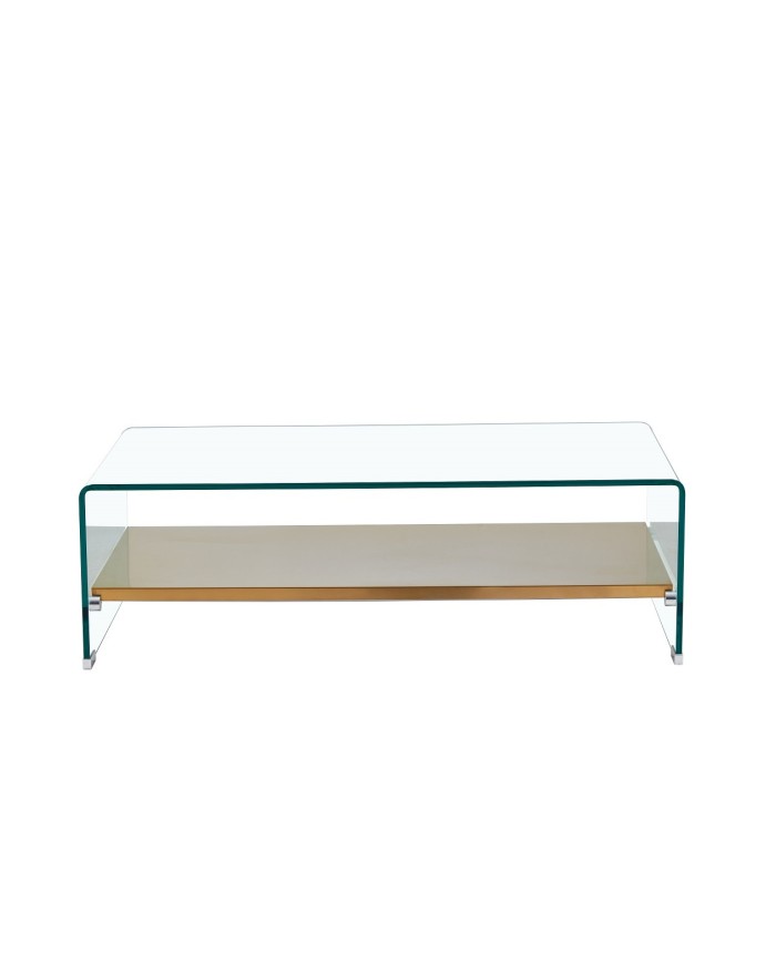 Mesa POITIERS, baja, estante, cristal, 110x55 cms