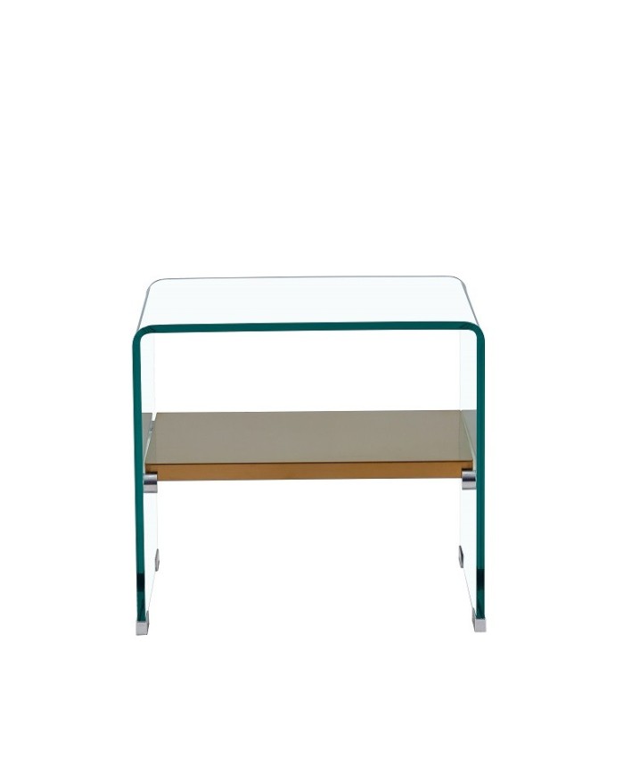 Mesa POITIERS, baja, estante, cristal, 50 x 40 cms