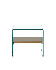 Mesa POITIERS, baja, estante, cristal, 50 x 40 cms