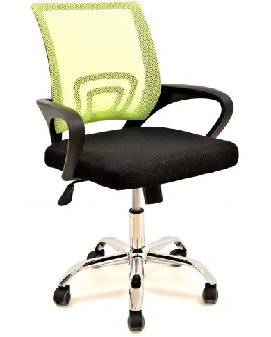 Sillón de oficina FISS NEW, negro, regulación de altura, basculante, malla verde, tejido negro