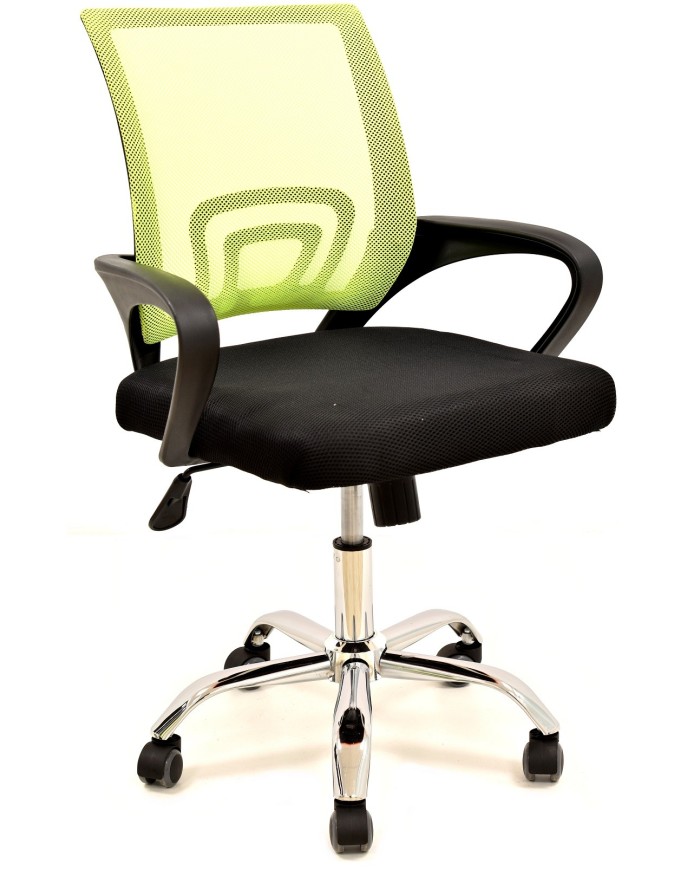 Sillón de oficina FISS NEW, negro, regulación de altura, basculante, malla verde, tejido negro