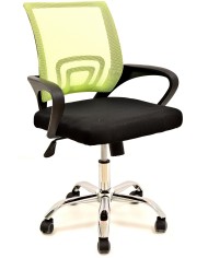 Sillón de oficina FISS NEW, negro, regulación de altura, basculante, malla verde, tejido negro