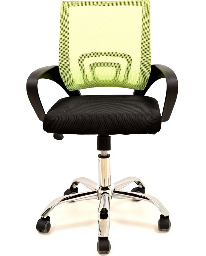 Sillón de oficina FISS NEW, negro, regulación de altura, basculante, malla verde, tejido negro