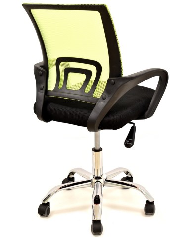 Sillón de oficina FISS NEW, negro, regulación de altura, basculante, malla verde, tejido negro