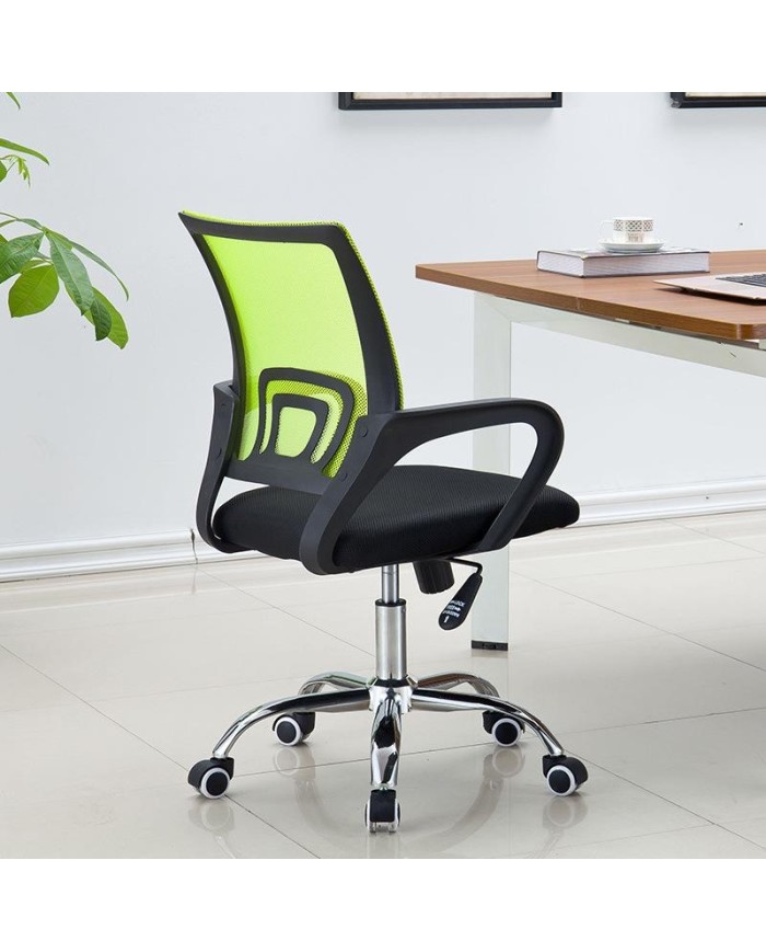 Sillón de oficina FISS NEW, negro, regulación de altura, basculante, malla verde, tejido negro