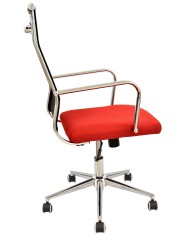 Sillón de oficina AUSTRIA, alto, malla negra, asiento rojo