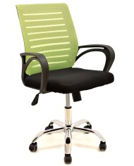 Sillón de oficina SUNSET, negro,regulación de altura, basculante, malla verde pistacho, tejido negro