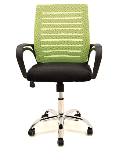 Sillón de oficina SUNSET, negro,regulación de altura, basculante, malla verde pistacho, tejido negro