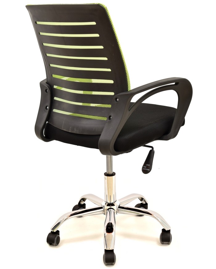 Sillón de oficina SUNSET, negro,regulación de altura, basculante, malla verde pistacho, tejido negro