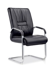 Sillón de oficina FLANDES, fijo de patín, cromado, similpiel negra