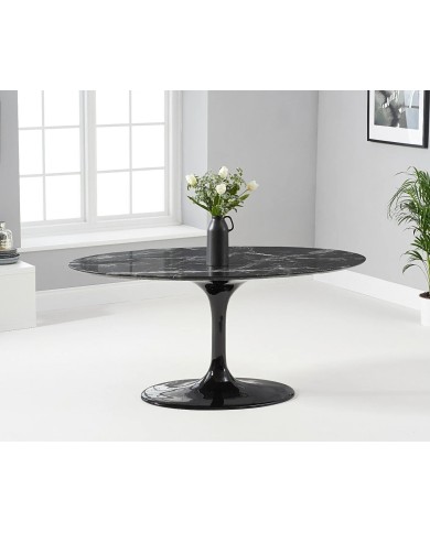 Mesa TUL, oval, fibra de vidrio, mármol negro 160x90 cms