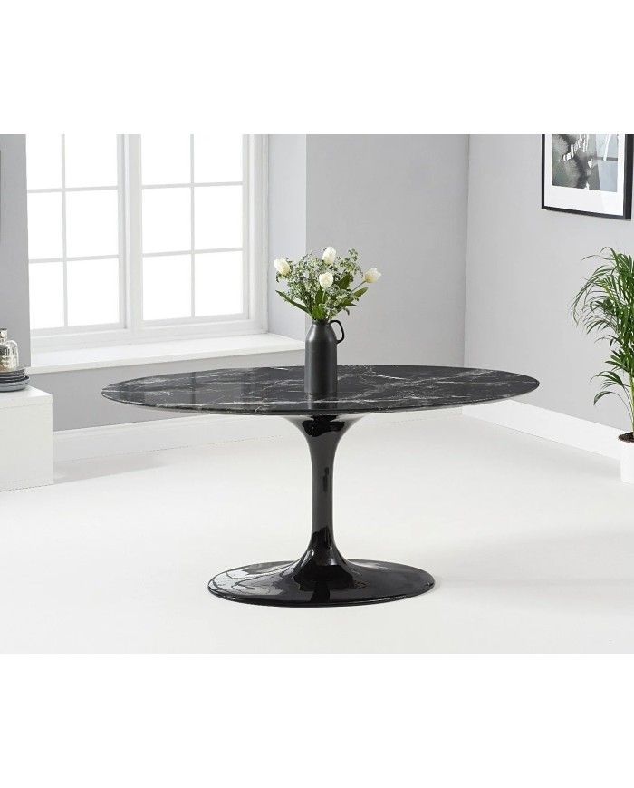 Mesa TUL, oval, fibra de vidrio, mármol negro 160x90 cms