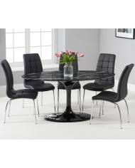 Mesa TUL, oval, fibra de vidrio, mármol negro 160x90 cms