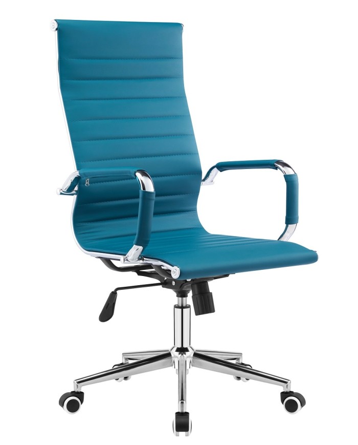 Sillón de oficina RICKY, alto, regulación de altura, basculante, similpiel turquesa